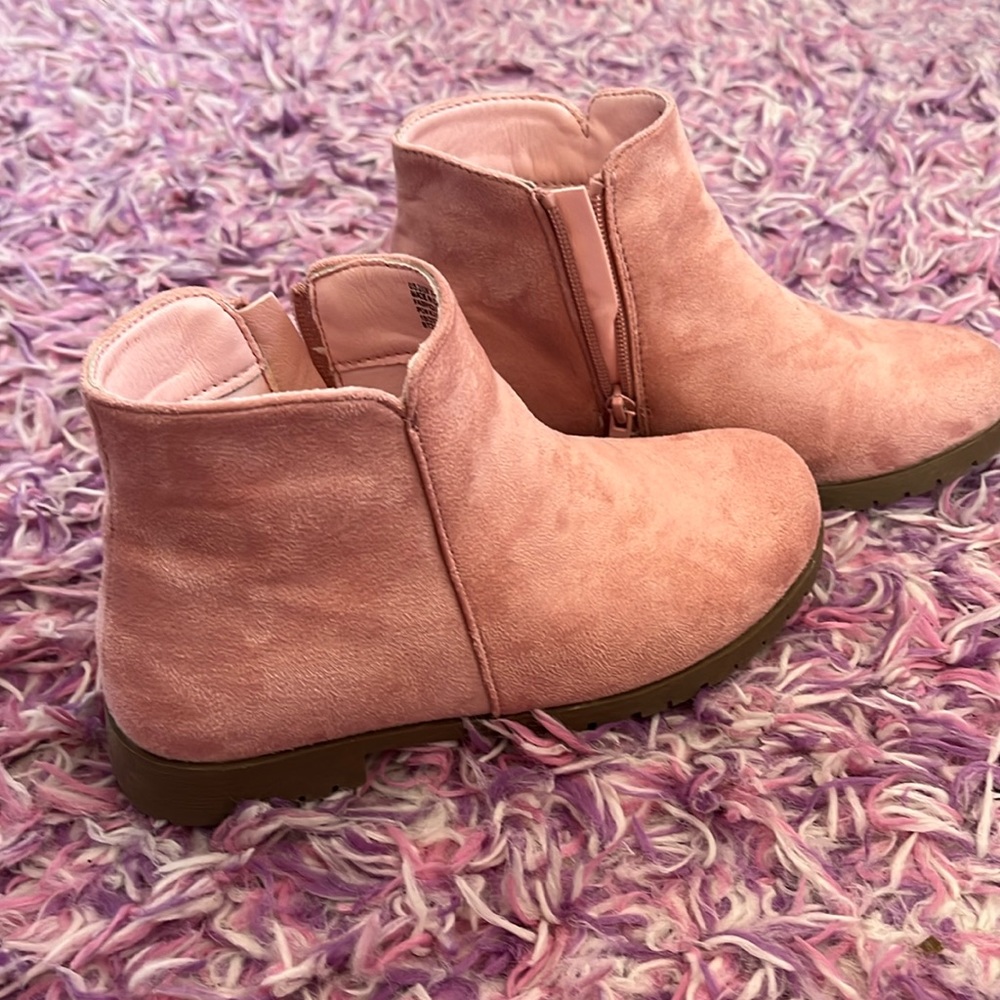 Pink zip up booties